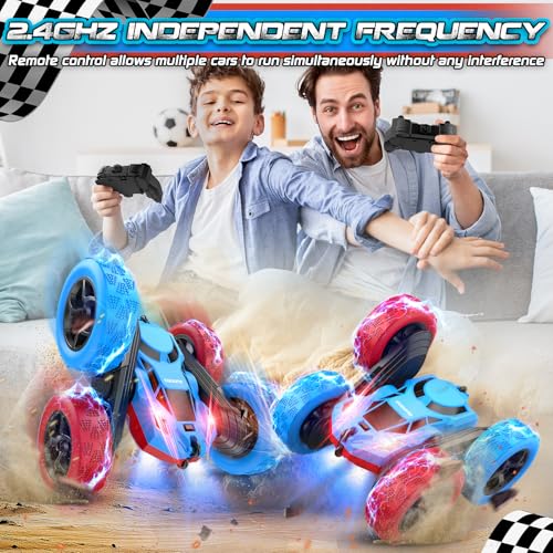 Red Blue RC Stunt Car for Boys Girls (Red&blue Pro)