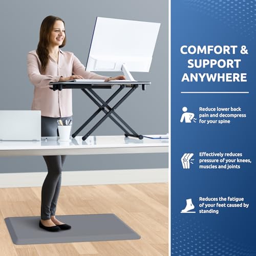 Kitchen Mat Cushioned Anti Fatigue Kitchen Rug Non Slip Standing Mat Comfort Floor Mats for Sink Office (Grey / 28"L x 17.3"W x 0.8"Th)