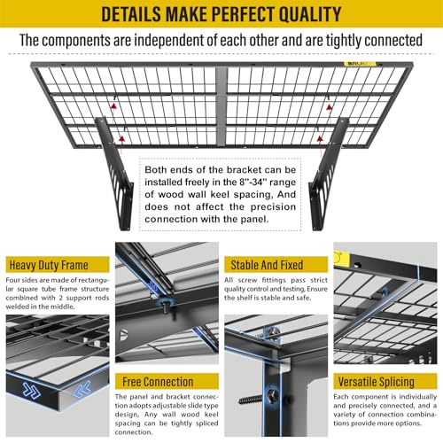 2x3ft Adjustable Rail Wall Garage Storage Shelf (2x3ft-2pack)