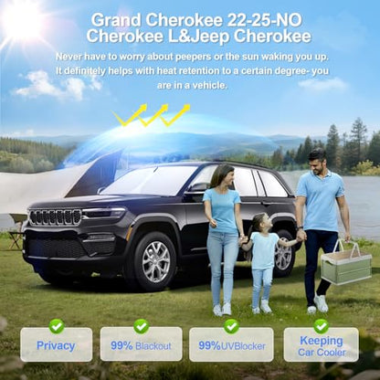 8pcs Car Window Shades for Grand Cherokee 2022 (for Grand Cherokee 22-25)