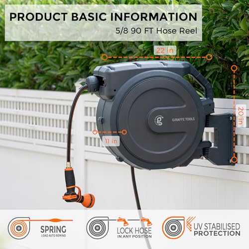 Retractable Garden Hose Reel 5 (5/8 inch x 90 ft)