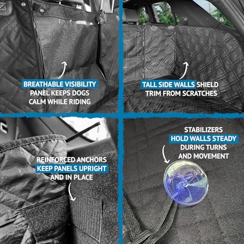 Bulldogology SUV Cargo Liner for Dogs 55"x82" Heavy Duty Complete Pet Trunk Cargo Cover Area (Mesh Black / Large)