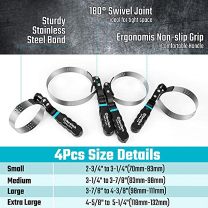 8 Piece Oil Filter Swivel Wrench Set (Normal / 8-Piece Set (Fits Filters 2-3/4" to 5-1/4"))