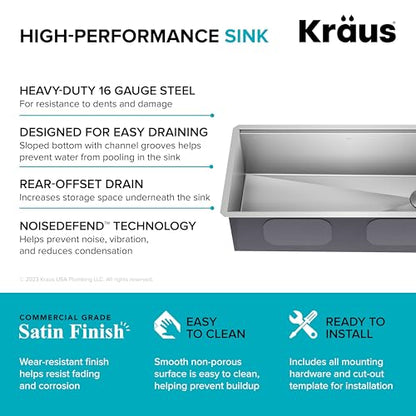 Stainless Steel 36 in Undermount Kitchen Sink KWU110 (Stainless Steel / 36 Inch / Sink)