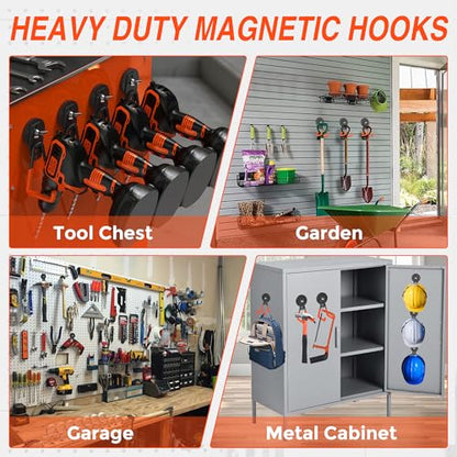 Extra Strong Magnetic Hooks for Hanging Heavy Duty (2.6in Magnet-2 Pack-Orange)