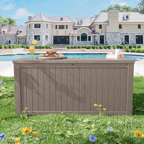 270 Gallon Outdoor Storage Box Patio Deck Box Waterproof (Grey / 270 Gallon)