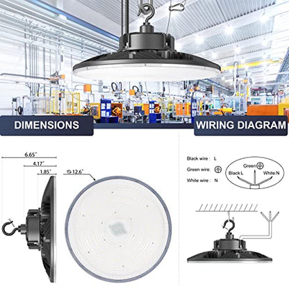 150W UFO-LED-High-Bay-Light,UL Listed 5000K Daylight 21000LM,0-10V Dimmable LED High Bay Lights,IP65 Waterproof Commercial Bay Lighting Fixture AC100-277V for Warehouse(9 Pack) (150W)