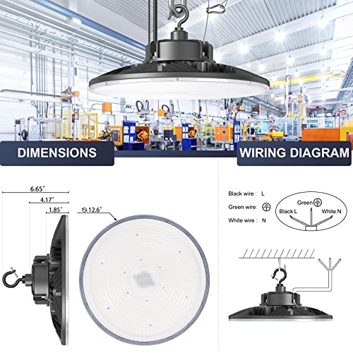 150W UFO-LED-High-Bay-Light,UL Listed 5000K Daylight 21000LM,0-10V Dimmable LED High Bay Lights,IP65 Waterproof Commercial Bay Lighting Fixture AC100-277V for Warehouse(3 Pack) (150W)
