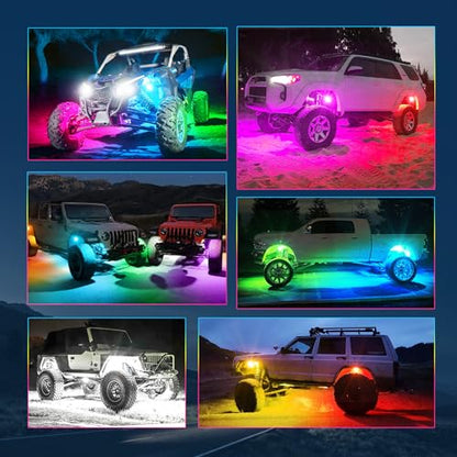 Q1 RGB+IC 12‑Pod Rock Lights for Trucks UTV with 288 Light Chips (rgb+ic 12 pods)