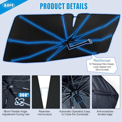 Umbrella Style Foldable Windshield Sun Shade for 2019 (for 2019-2025 GMC Sierra-Umbrella)