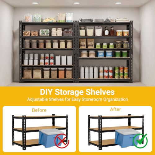 3000LBS Garage Shelving 72''H Storage Shelves Metal Shelving 5 Tier Metal Shelves Adjustable Pantry Shelf for Closet Pantry Basement Kitchen Warehouse 40" W x 17.8" D x 72" H (5T 40" W x 17.8" D x 72" H)