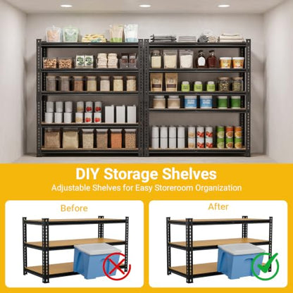 3000LBS Garage Shelving 72''H Storage Shelves Metal Shelving 5 Tier Metal Shelves Adjustable Pantry Shelf for Closet Pantry Basement Kitchen Warehouse 40" W x 17.8" D x 72" H (5T 40" W x 17.8" D x 72" H)
