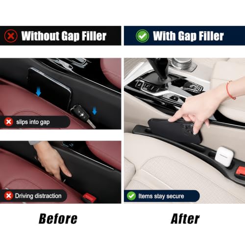 Car Seat Gap Filler Organizer 2 PCS Black Universal Seat Gap Plug Blocker Anti (Style 1 / Black)