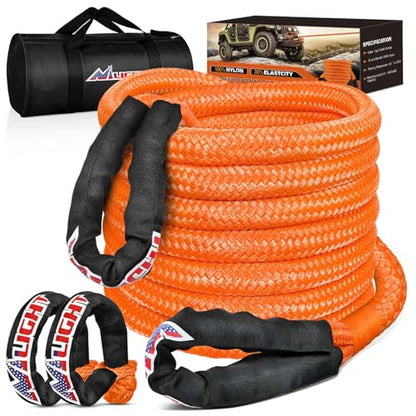 Kinetic Recovery Rope Kit with Soft Shackle Towing Strap (1in x 20ft Rope + 2Pcs Soft Shackle)