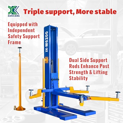 Mobile Car Lifts 6200 lb Single Post Manually Unlock Lift M6200 220V (Model: M6200-220V)