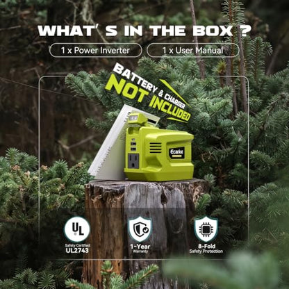 220W Portable Power Inverter Compatible with Ryobi 18V Battery (1-pack / Green)