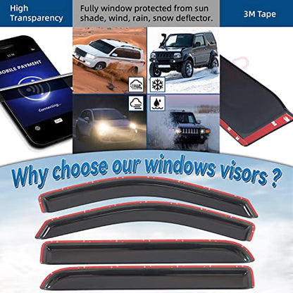 4pcs Window Visors Rain Guards for 2004 (for 2004-2008 Ford F150 Crew Cab)