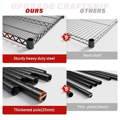 60" W 6 Tier Wire Shelving with Wheels & Feet (6-Tier,60" W X 82.6" H X 17.7" D)