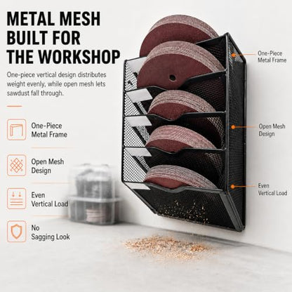 Sandpaper Organizer for 5 & 6 Inch Sanding Discs (Black)