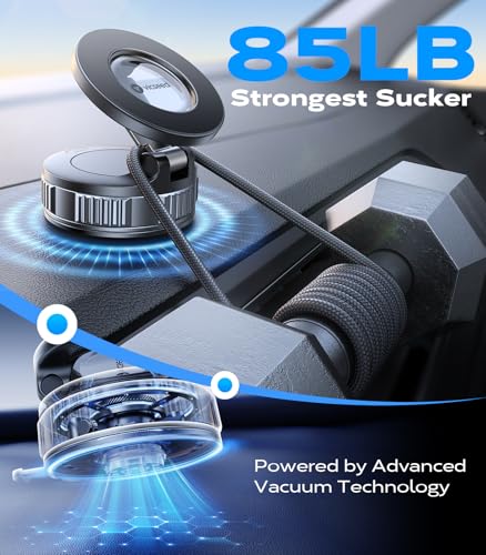 Car Phone Holder for Magsafe Car Mount [85 LBS Strongest Suction] (Black-Vacuum)