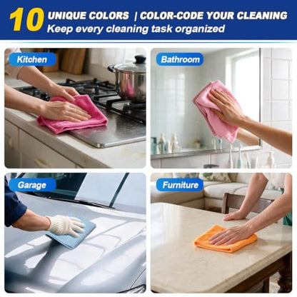 Microfiber Cleaning Cloth 20 Pack (Rainbow / 11.5 x 11.5 Inch)