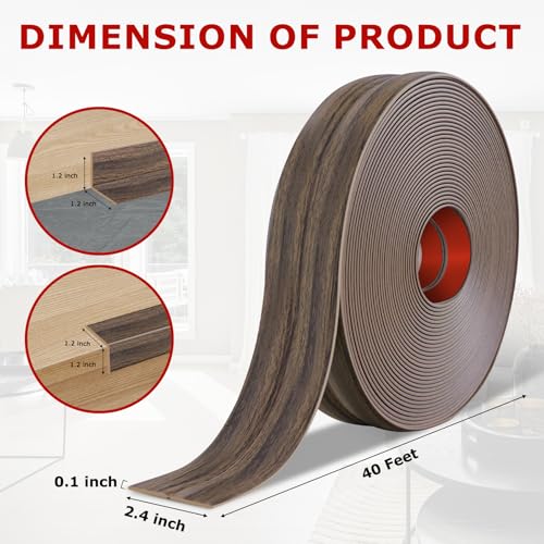 Wall Corner Protector Peel and Stick Corner Trim Molding (2.4 In x 40 Ft / Smoked Brown Wood)