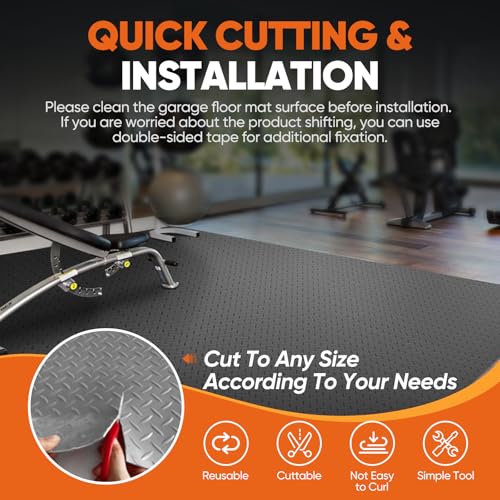 7.5 X 17 FT Garage Floor Mat (Grey / 7.5 x 17 FT)