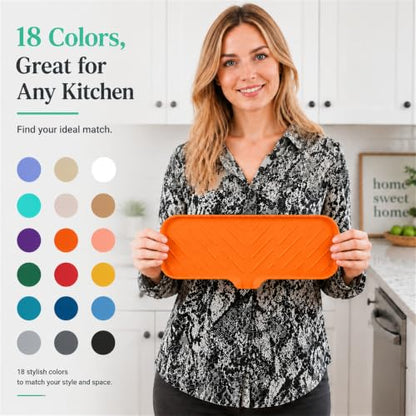 Silicone Soap Dish with Drain Spout (Orange / L(12"×4"))