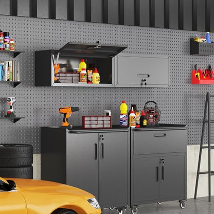 Metal Wall Cabinet (Black / Upflip Door-H13.5")