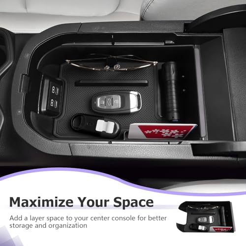 for 2025 Toyota RAV 4 Accessories Compatible with 2019 2020 2021 2022 2023 2024 2025 Toyota RAV 4 Center Console Organizer Armrest Console Secondary Storage Box Insert Tray ABS Material Black