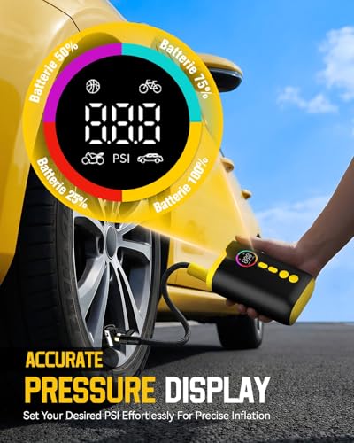 Tire Inflator Portable Air Compressor (black+yellow)