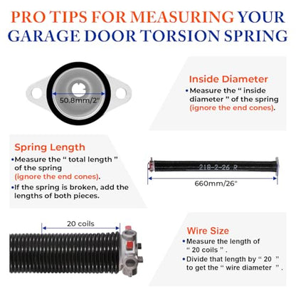 Garage Door Torsion Springs Pair (0.218" X 2" X 26")