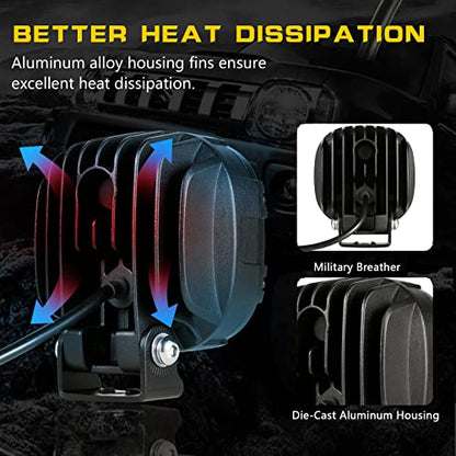 4 Inch 160W Round LED Offroad Lights Driving Spotlights Fog Light (White)