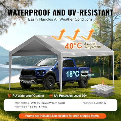 Carport Replacement Canopy Cover 10 x 20 ft (Gray / 10x20ft)