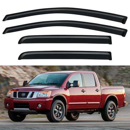 Window Visors Rain Guards for 2004 (2004-2015 Nissan Titan Crew Cab)