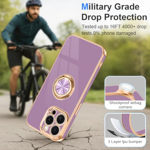 Designed for iPhone 15 Pro Max Case with Ring Stand Slim Purple (Purple / 6.7'' iPhone 15 Pro Max)