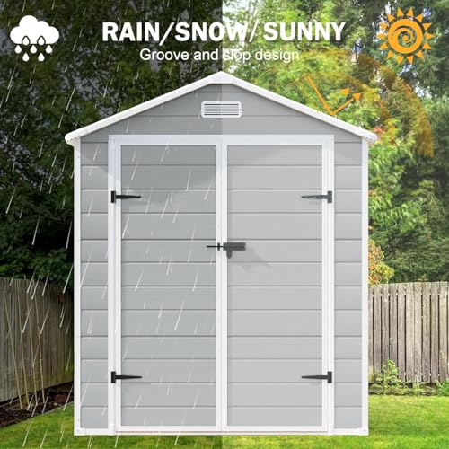 6x3 FT Resin Storage Shed with Floor Included (Gray)