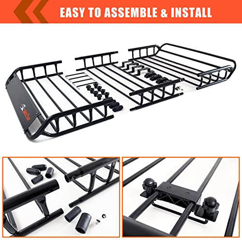 Roof Rack Rooftop Cargo Carrier Basket 51"*36"*5"+Waterproof Bag 15 Cu.Ft (51"*36"*5")