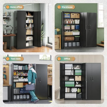 Metal Garage Storage Cabinets with Lock (72 X 36 X 18 In(H X W X D) / Black)