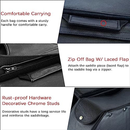 Naked Cowhide Leather Motorcycle Saddle Bags Throw Over Saddlebags