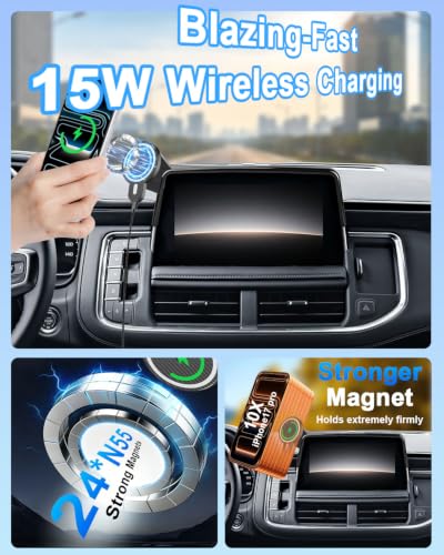 Magnetic Car Phone Mount for 2021 (Tahoe/Suburban/GMC Yukon/GMC Yukon XL 2021-2024 / Magsafe+ Wireless Charger)