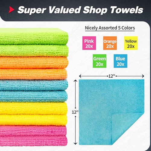 Microfiber Cleaning Cloth (100PK / 5 Colors)