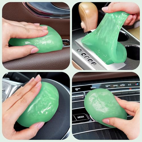 Car Cleaning Gel Car Cleaning Putty Car Putty Car Interior Cleaner Car Slime Car Detailing Kit Car Accessories Gifts for Men Women Stocking Stuffers Green (Green)