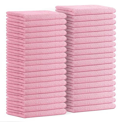 Microfiber Cleaning Cloths (Pack of 36 - 16x16 Inches / Pink)