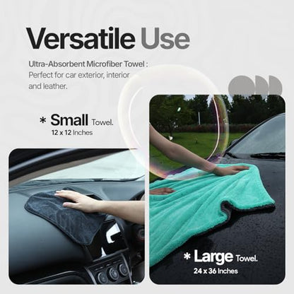 Crystal Clean 1300 GSM Car Drying Towel (Green / Pack of 1)