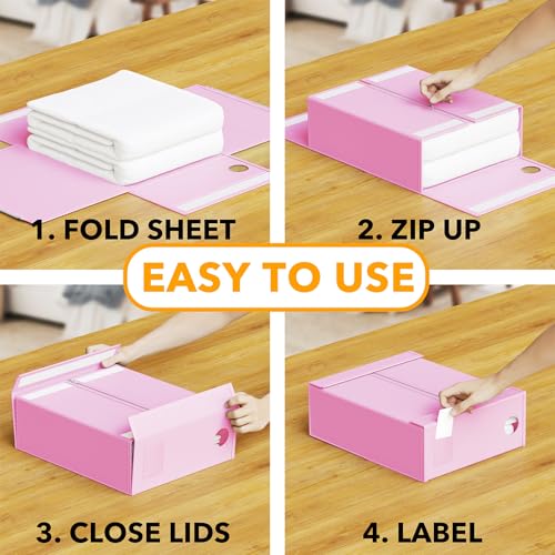 9 Pack Bed Sheet Organizers and Storage (9 pcs / Pink)