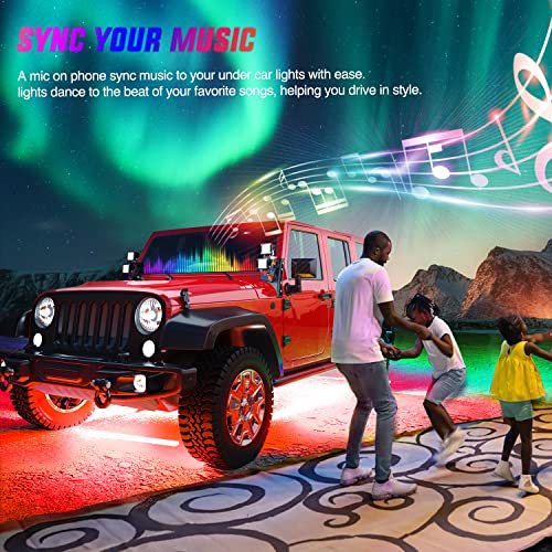 6PCS RGB LED Underglow Lights Strip with APP & Remote Control (6Pcs RGB Underglow Light)