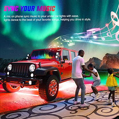 6PCS RGB LED Underglow Lights Strip with APP & Remote Control (6Pcs RGB Underglow Light)