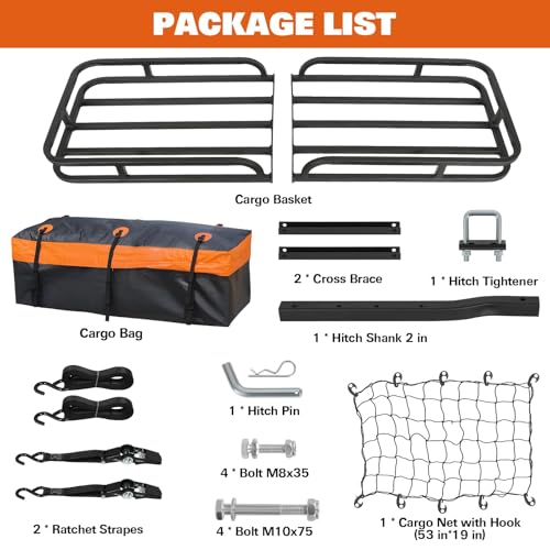 Hitch Cargo Carrier Basket for SUV (53" x 19" x 4")