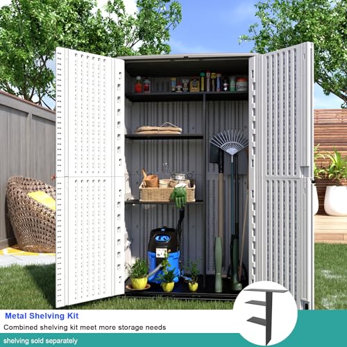 Outdoor Storage Cabinet Waterproof (66 Cu.ft White Shed-08H)